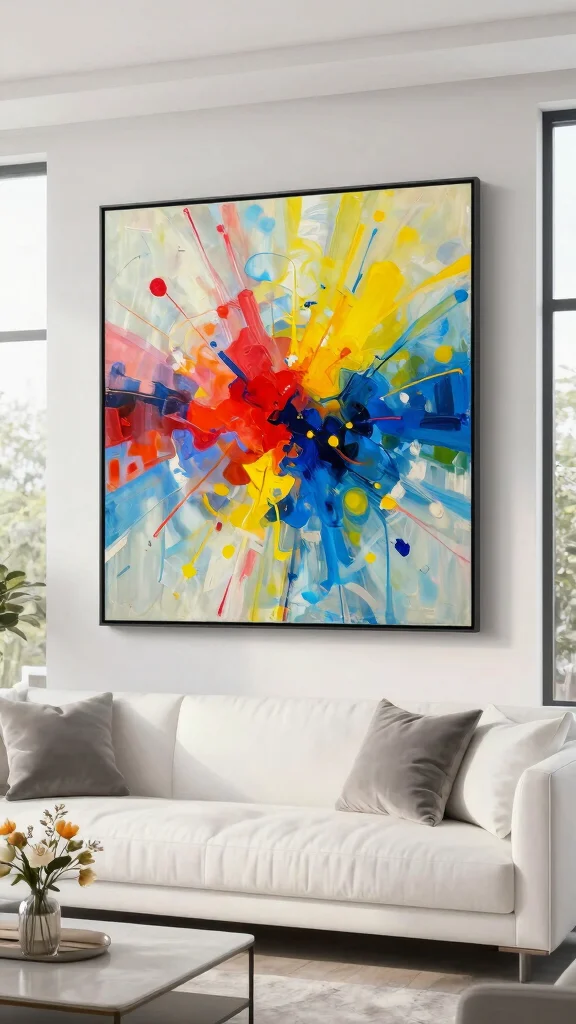 12 Wall Art Ideas Above the Couch for a Polished Living Room - 6. Abstract Paintings 1