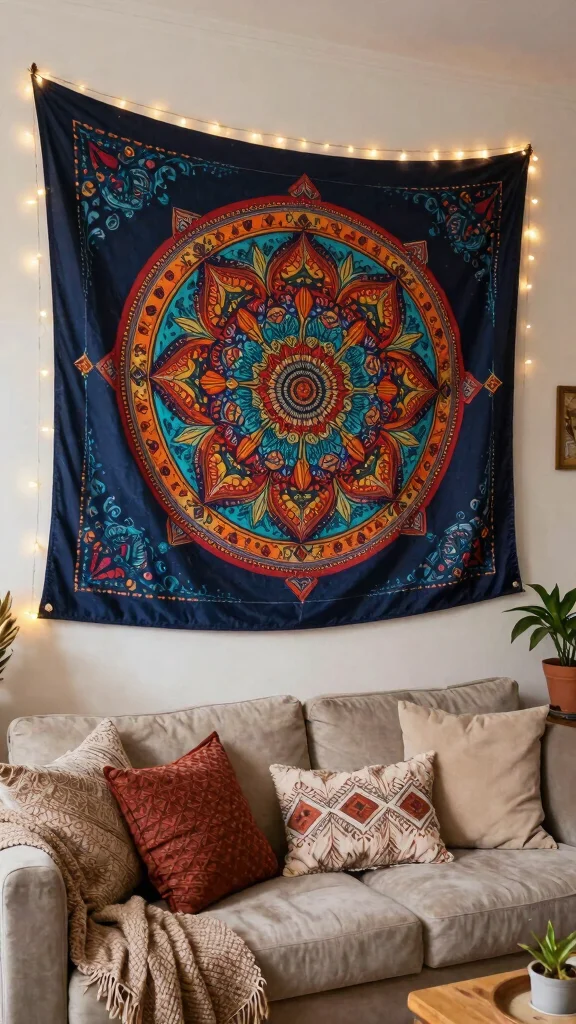 12 Wall Art Ideas for Living Room Walls That Feel Instantly Styled - 2. Textured Tapestries 1