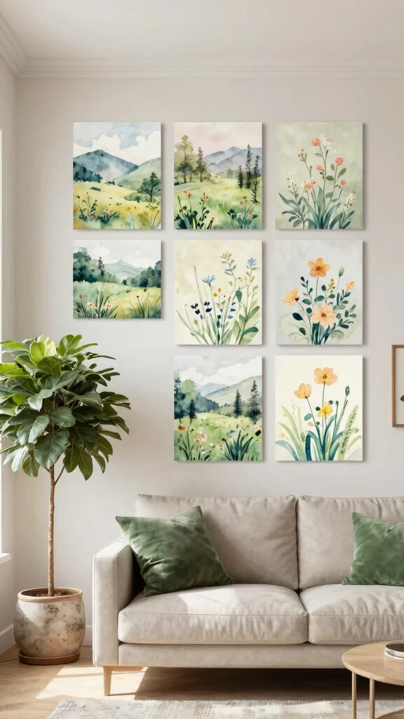 12 Wall Art Ideas for Living Room Walls That Feel Instantly Styled - 3. Nature-Inspired Prints 1