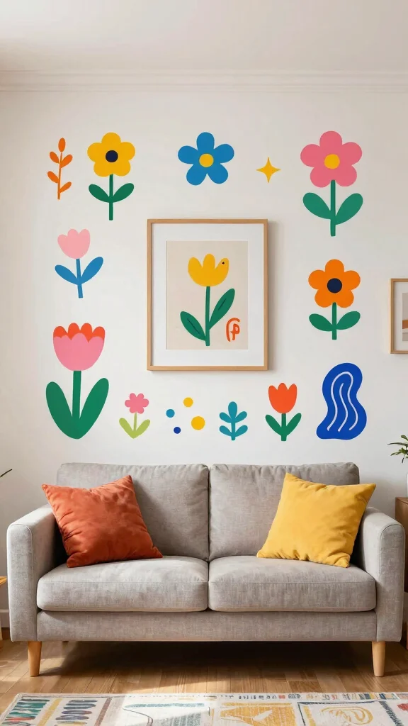 12 Wall Art Ideas for Living Room Walls That Feel Instantly Styled - 7. Whimsical Wall Decals 1