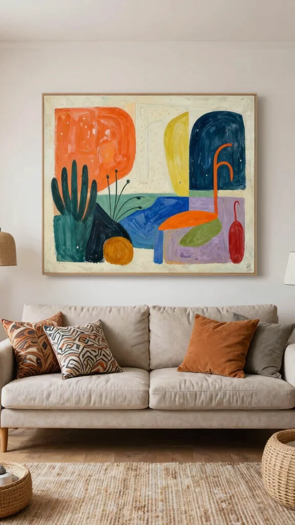 12 Wall Art Ideas for Living Room Walls That Feel Instantly Styled - 9. Hand-Painted Artwork 1