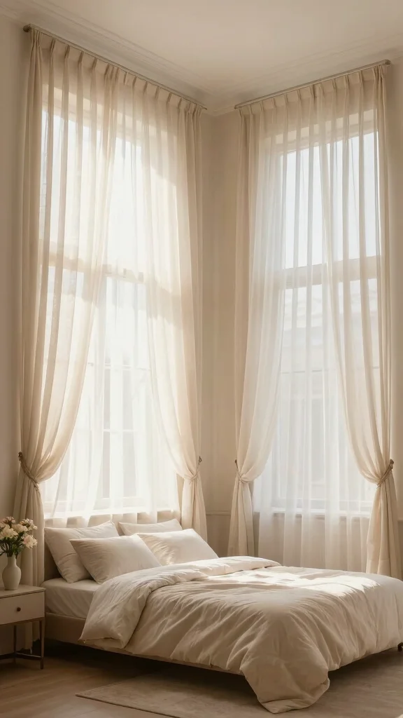 12 Window Treatment Ideas for High Ceilings That Feel Balanced - 2. Sheer Elegance 1