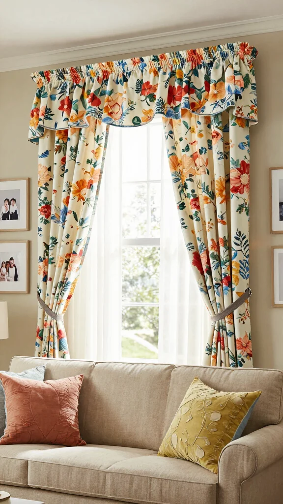 12 Window Treatment Ideas for High Ceilings That Feel Balanced - 6. Statement Valances 1
