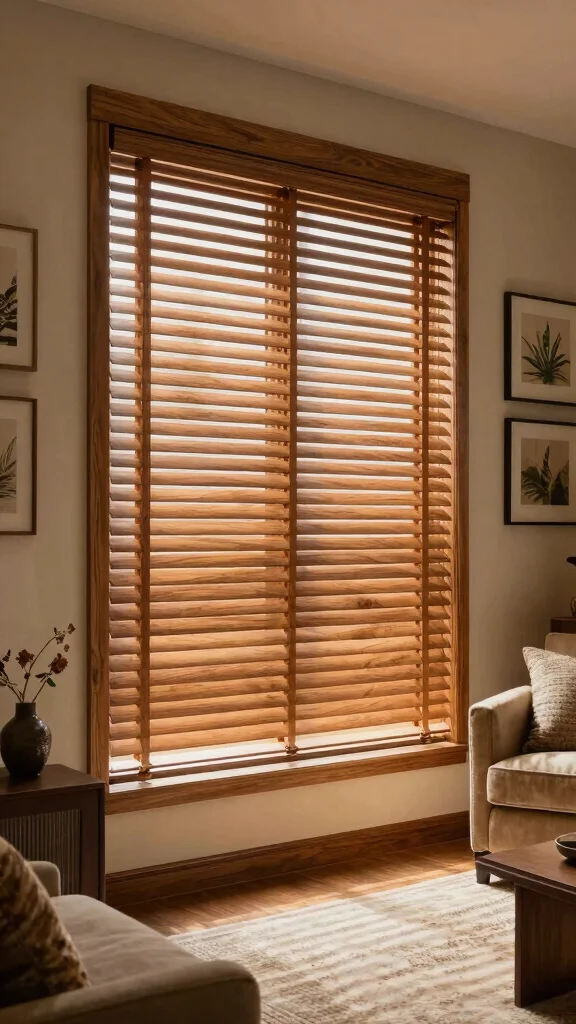 12 Window Treatment Ideas for High Ceilings That Feel Balanced - 8. Textured Wood Blinds 1