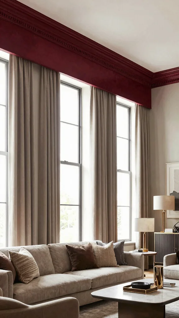 12 Window Treatment Ideas for High Ceilings That Feel Balanced - 9. Sophisticated Cornices 1
