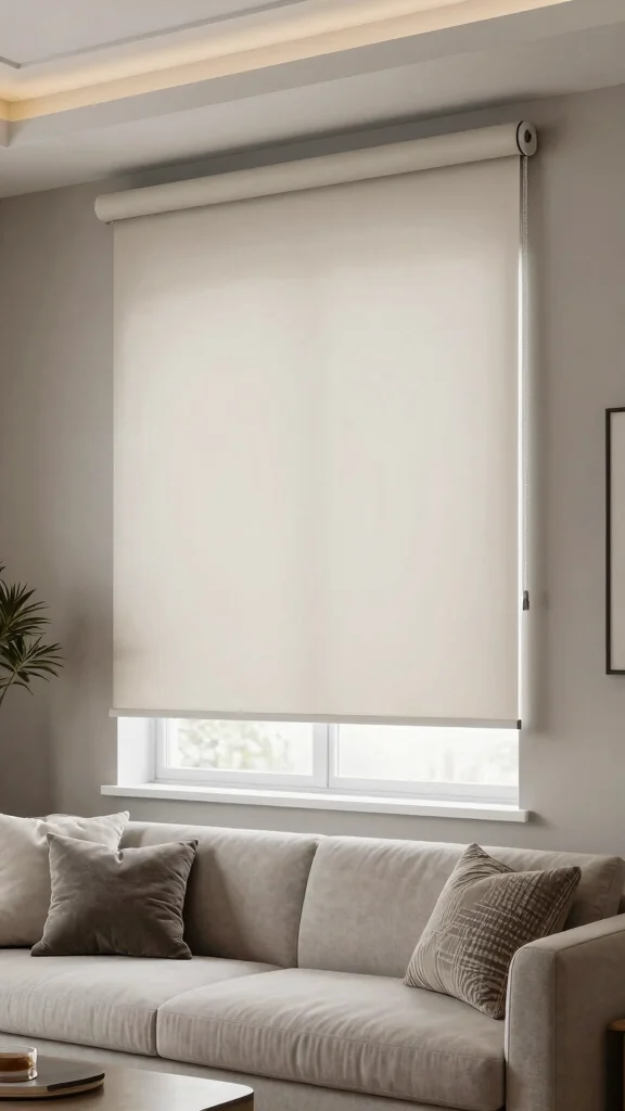 12 Window Treatment Ideas for Living Rooms That Feel Designer Done - 12. Eco-Friendly Roller Blinds for a Clean Look 1
