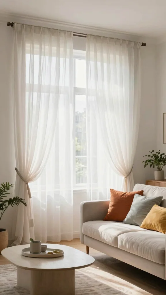 12 Window Treatment Ideas for Living Rooms That Feel Designer Done - 7. Sheer Window Treatments for Soft Light 1