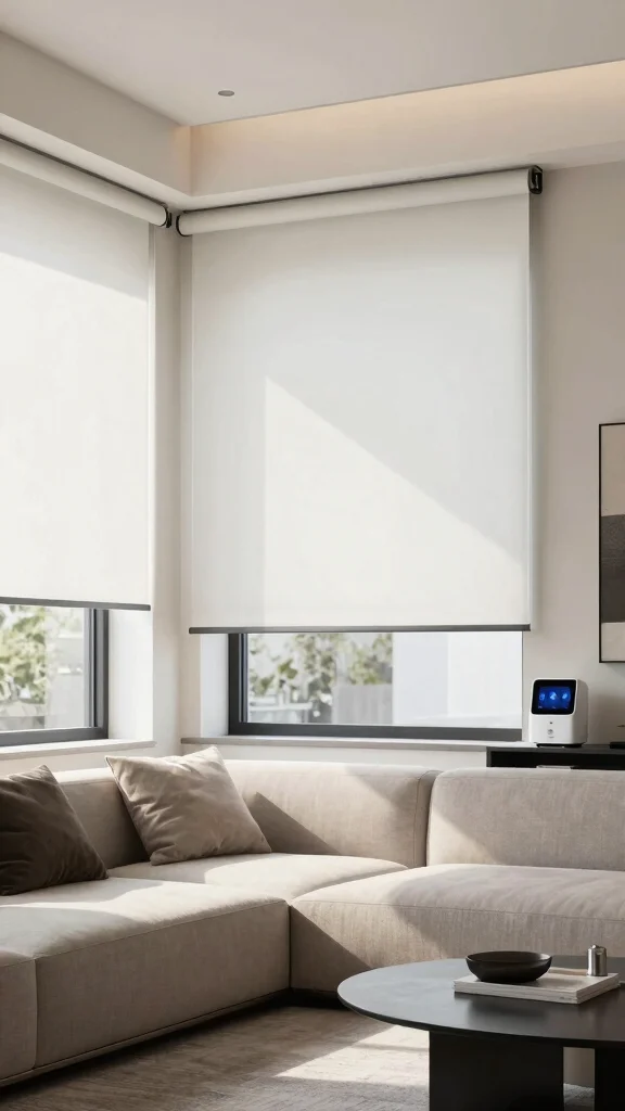 12 Window Treatment Ideas for Living Rooms That Feel Designer Done - 9. Motorized Shades for Ultimate Convenience 1