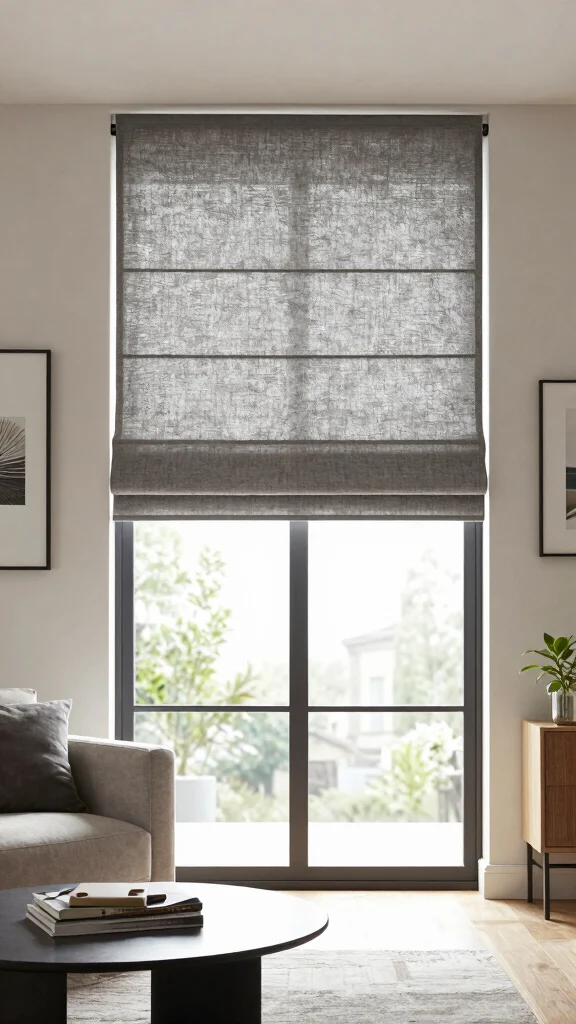 12 Window Treatment Ideas for Sliding Glass Doors That Actually Work - 8. Roman Shades with Eco-Friendly Fabrics 1