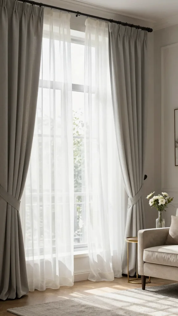 12 Window Treatment Ideas for Tall Windows That Feel Proportional - 1. Layered Sheer Curtains for Soft Elegance 1