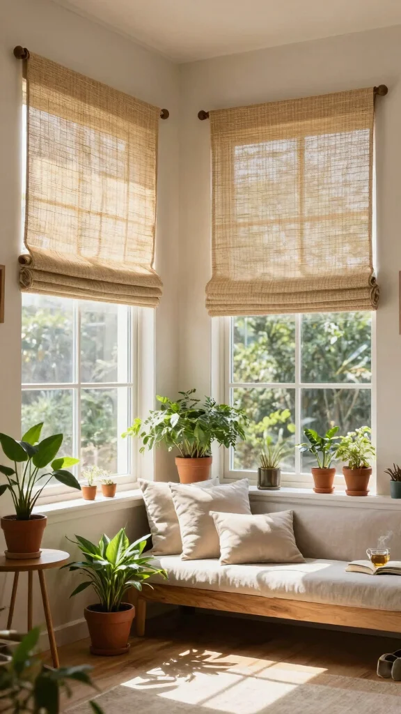 12 Window Treatment Ideas for Tall Windows That Feel Proportional - 10. Natural Fiber Woven Shades 1