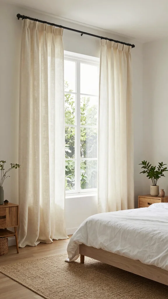 12 Window Treatment Ideas for Tall Windows That Feel Proportional - 6. Sustainable Linen Drapes 1