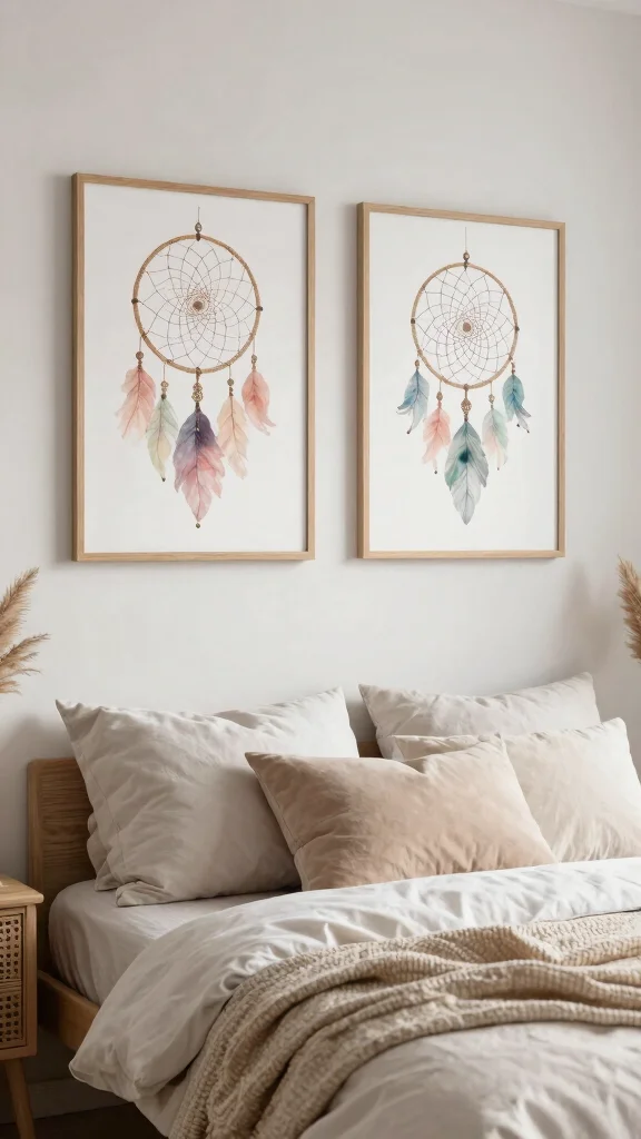 13 Aesthetic Wall Art Print Ideas for Bedrooms, Offices, and More - 11. Ethereal Dreamcatcher Prints 1
