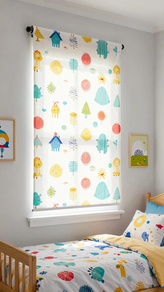 13 Window Treatment Ideas With Blinds for Better Light Control - 7. Patterned Roller Blinds for a Pop of Color 1