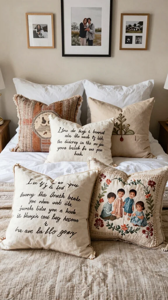 14 Bedroom Throw Pillow Ideas to Instantly Upgrade Your Bed - 13. Personal Touches 1