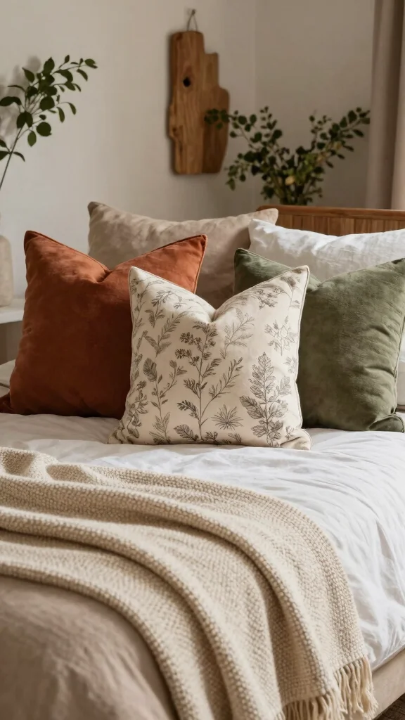 14 Bedroom Throw Pillow Ideas to Instantly Upgrade Your Bed - 2. Earthy Tones 1