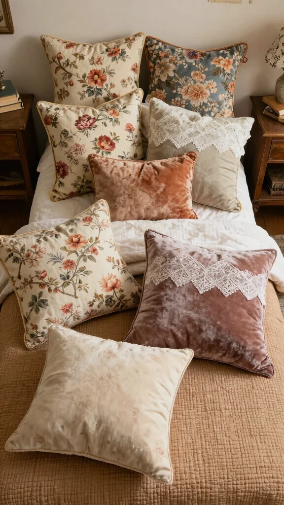 14 Bedroom Throw Pillow Ideas to Instantly Upgrade Your Bed - 5. Vintage Finds 1
