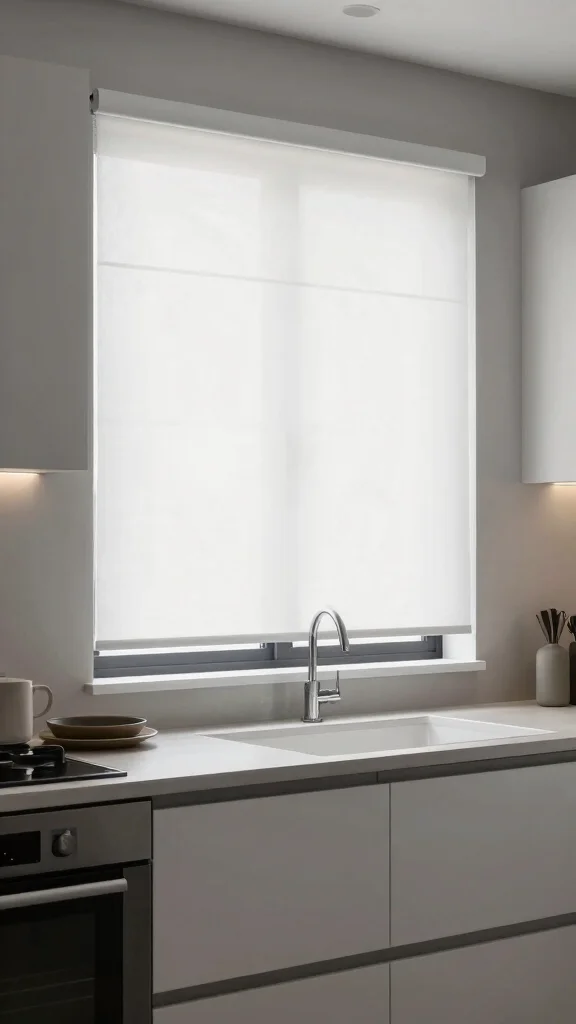 14 Kitchen Window Treatment Ideas for Style, Privacy, and Light - 11. PVC Vinyl Blinds for Easy Maintenance 1