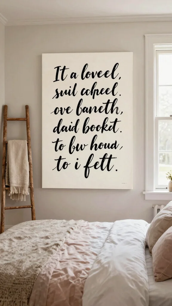 14 Wall Art Bedroom Ideas to Make Your Space Feel More Personal - 5. Handwritten Quote Art 1