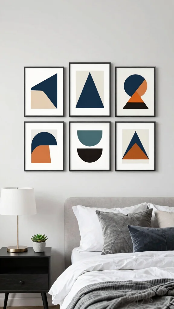 14 Wall Art Bedroom Ideas to Make Your Space Feel More Personal - 7. Geometric Wall Art 1