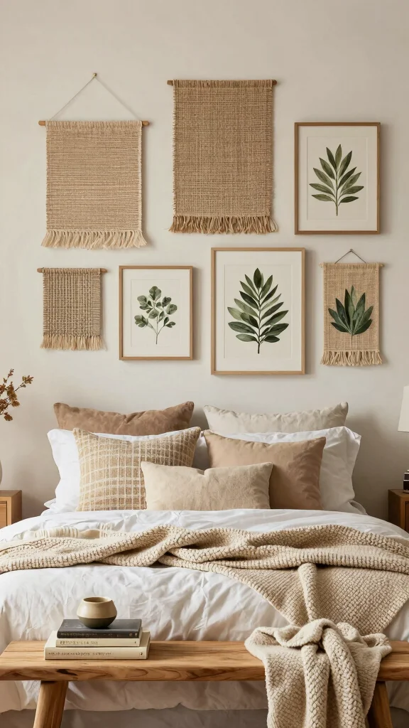 14 Wall Art Bedroom Ideas to Make Your Space Feel More Personal - 8. Mix of Textures 1