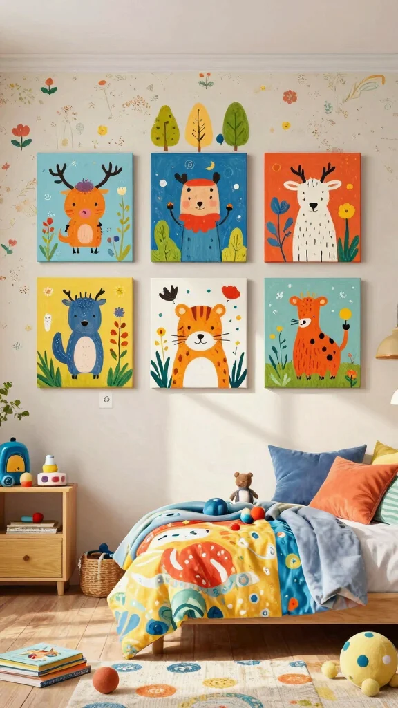 15 Canvas Wall Art Ideas for Every Room in Your Home - 11. Artistic Illustrations for Kids’ Rooms 1