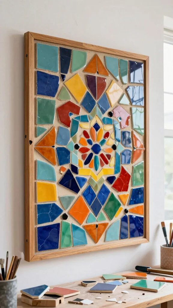 15 DIY Wall Art Ideas That Are Easy and Beautiful to Make - 11. Mosaic Tile Wall Art 1