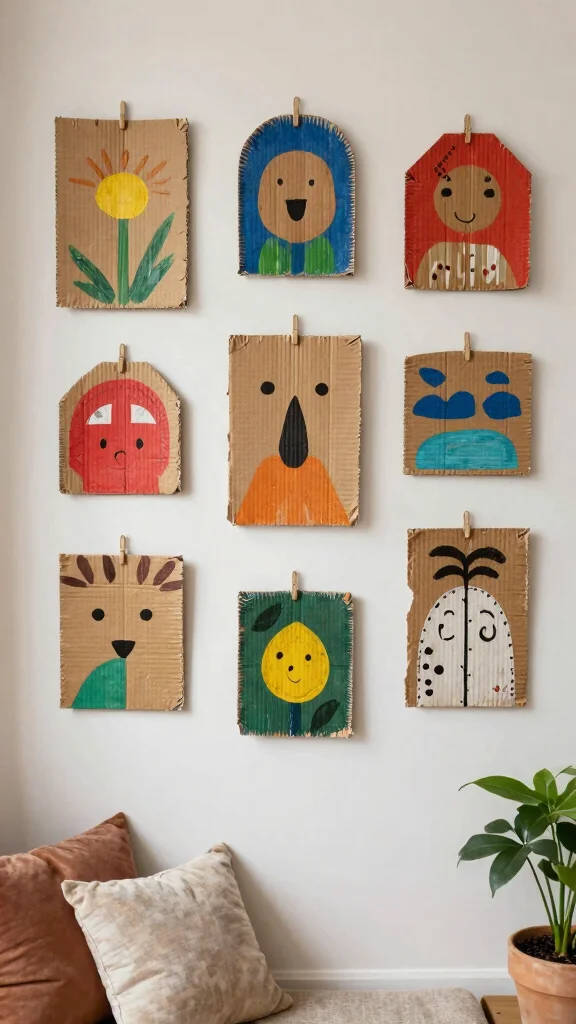 15 DIY Wall Art Ideas That Are Easy and Beautiful to Make - 13. Recycled Cardboard Art 1