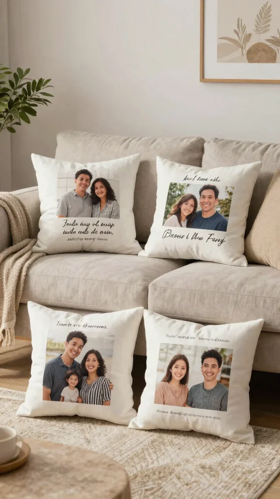 15 Living Room Throw Pillow Ideas for Color, Texture, and Comfort - 14. Personalized Photo Pillows 1