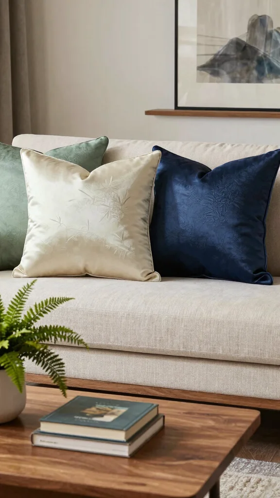 15 Living Room Throw Pillow Ideas for Color, Texture, and Comfort - 3. Sustainable Bamboo Blend Pillows 1