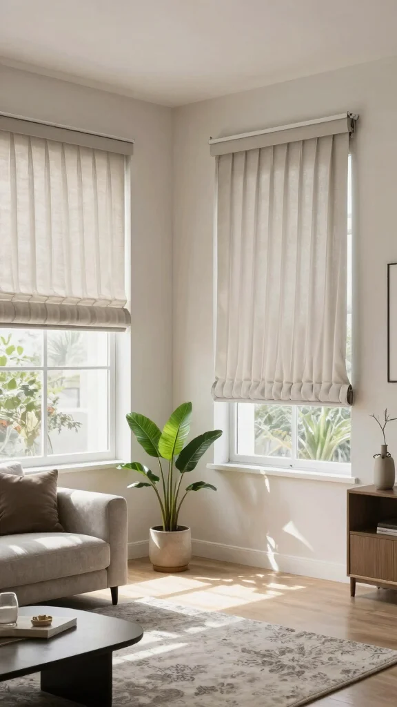 15 Living Room Window Treatment Ideas for a More Finished Space - 14. Pleated Eco-Friendly Shades 1