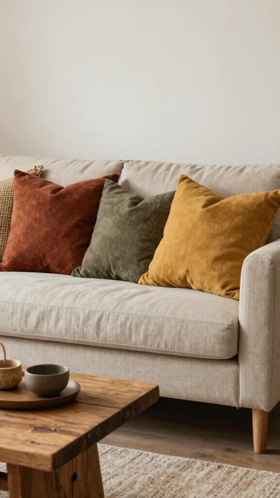 15 Throw Pillow Couch Ideas for Modern and Cozy Living Rooms - 4. Earthy Tones 1