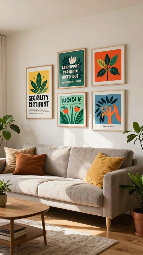 15 Wall Art Living Room Ideas for a Cozy and Polished Space - 11. Art with a Cause 1