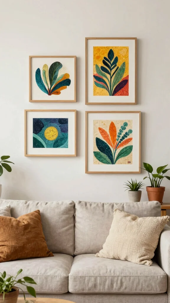 15 Wall Art Living Room Ideas for a Cozy and Polished Space - 13. Eco-Friendly Art 1