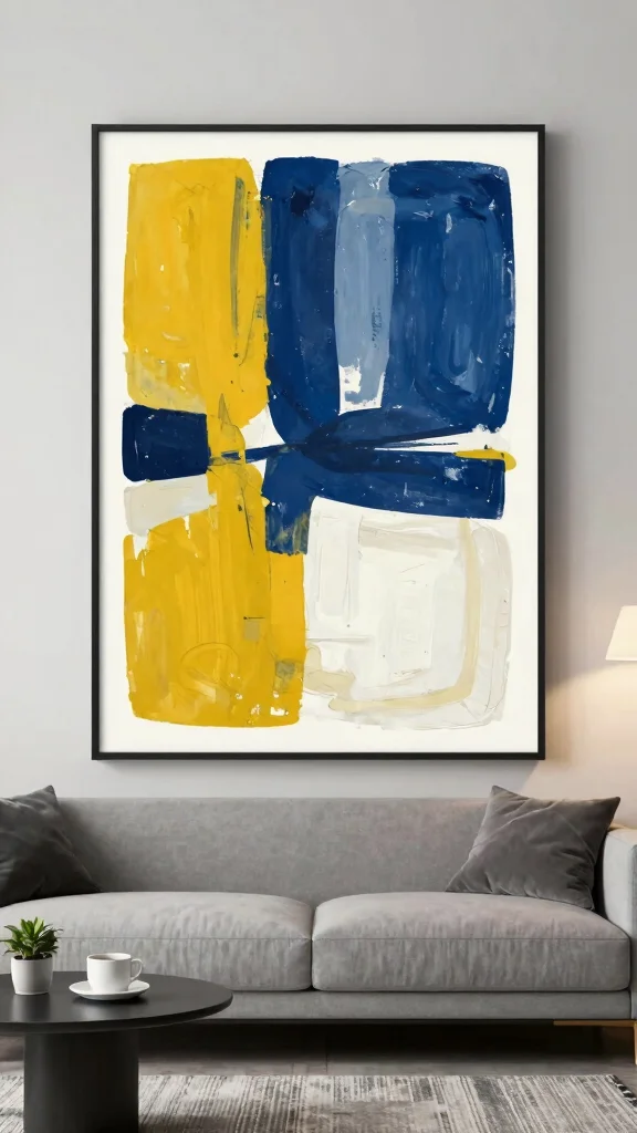 15 Wall Art Living Room Ideas for a Cozy and Polished Space - 2. Oversized Abstract Prints 1