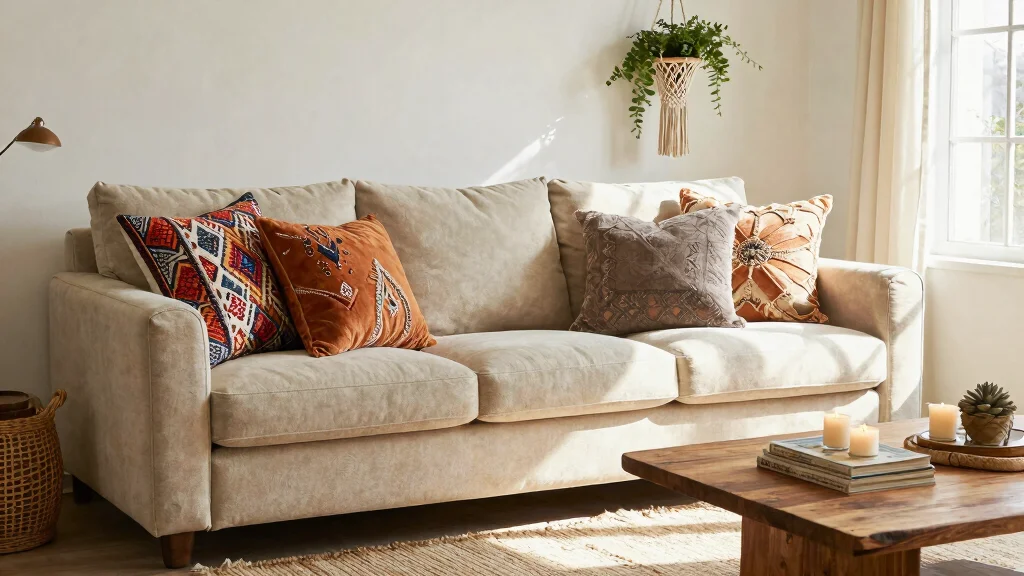 16 Ways to Arrange Throw Pillows on a Couch: Bohemian Throw Pillow Arrangements for Cozy Living Rooms – Illinois Furniture and More